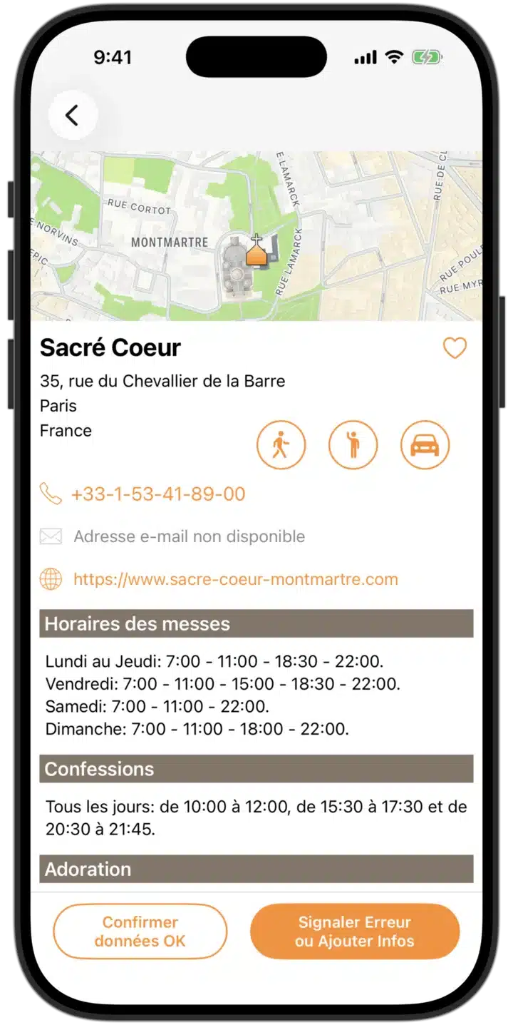Horaires de Messe app - Coordonnées et horaires des messes des églises